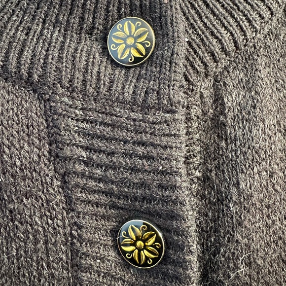 Society Ball Vintage Black and White Floral Cardigan Jacket One Size Pit 22 L 25 - Picture 13 of 15